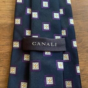 Canali Blue Purple & White Floral Squares Tie